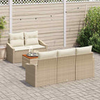 Gartensofa-set mit Speicher 6 pcs Beige und Creme Poly-Rattan