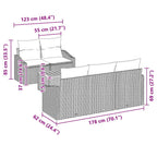 Gartensofa-set mit Speicher 6 pcs Beige und Creme Poly-Rattan