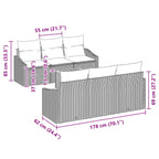 Gartensofa-set 7 pcs Grau und Marineblau Poly-Rattan