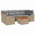 Gartensofa-set 7 pcs Beige und Hellgrau Poly-Rattan