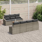 Gartensofa-set mit Speicher 8 pcs Grau Poly-Rattan