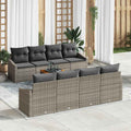 Gartensofa-set mit Speicher 9 pcs Grau Poly-Rattan