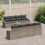 Gartensofa-set mit Speicher 9 pcs Grau Poly-Rattan