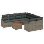 Gartensofa-set mit Speicher 9 pcs Grau Poly-Rattan
