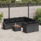 Gartensofa-set mit Speicher 9 pcs Schwarz Poly-Rattan