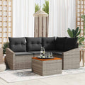 Gartensofa-set mit Speicher 5 pcs Grau Poly-Rattan