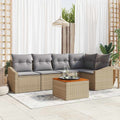 Gartensofa-set 6 pcs Beige und Hellgrau Poly-Rattan