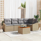 Gartensofa-set 6 pcs Beige und Hellgrau Poly-Rattan