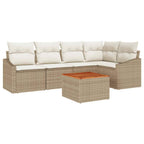 Gartensofa-set mit Speicher 6 pcs Beige und Creme Poly-Rattan