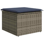 Gartensofa-set 8 pcs Grau und Marineblau Poly-Rattan