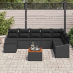 Gartensofa-set mit Speicher 9 pcs Schwarz Poly-Rattan