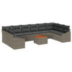 Gartensofa-set mit Speicher 11 pcs Grau Poly-Rattan