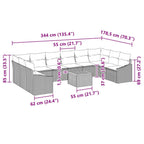 Gartensofa-set mit Speicher 11 pcs Grau Poly-Rattan