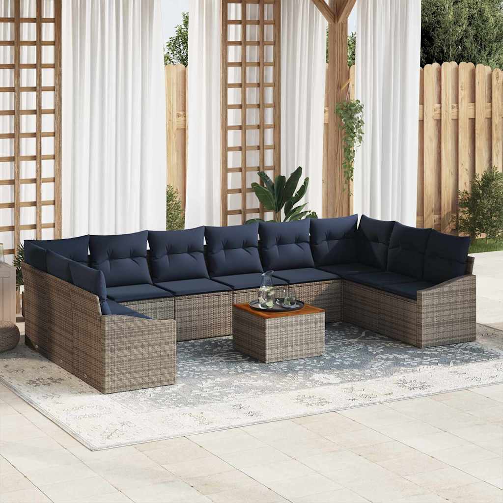 Gartensofa-set 11 pcs Grau und Marineblau