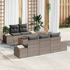 Gartensofa-set mit Speicher 6 pcs Grau Poly-Rattan