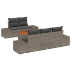 Gartensofa-set mit Speicher 6 pcs Grau Poly-Rattan