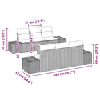 Gartensofa-set mit Speicher 7 pcs Grau Poly-Rattan