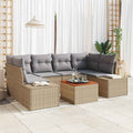 Gartensofa-set 7 pcs Beige und Hellgrau Poly-Rattan