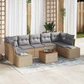 Gartensofa-set 8 pcs Beige und Hellgrau Poly-Rattan