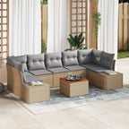 Gartensofa-set 8 pcs Beige und Hellgrau Poly-Rattan