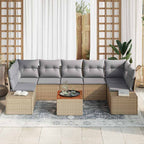 Gartensofa-set 8 pcs Beige und Hellgrau Poly-Rattan