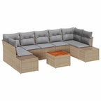 Gartensofa-set 8 pcs Beige und Hellgrau Poly-Rattan