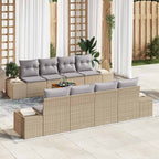 Gartensofa-set 9 pcs Beige und Hellgrau Poly-Rattan