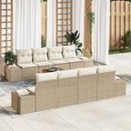 Gartensofa-set mit Speicher 9 pcs Beige und Creme Poly-Rattan
