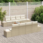 Gartensofa-set mit Speicher 9 pcs Beige und Creme Poly-Rattan
