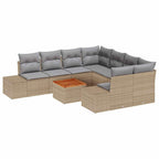 Gartensofa-set 9 pcs Beige und Hellgrau Poly-Rattan