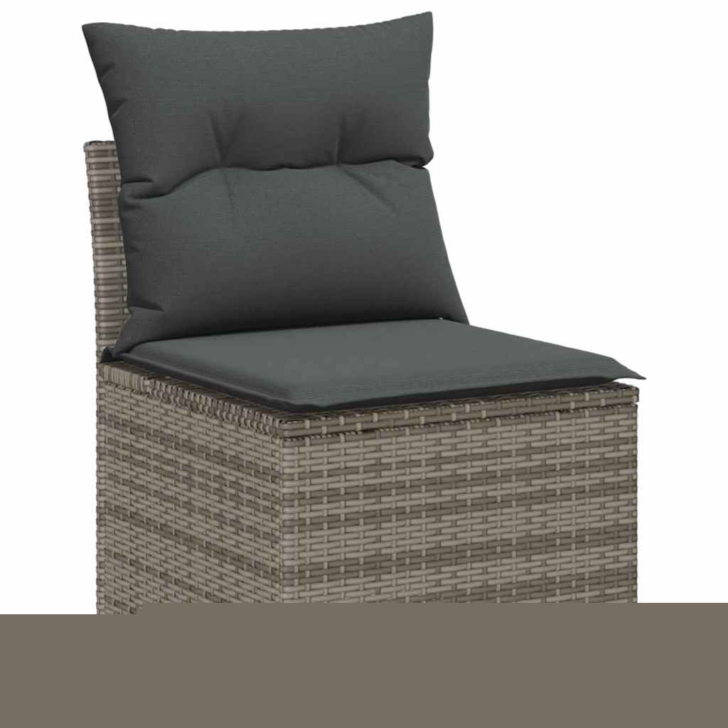 Gartensofa-set mit Speicher 5 pcs Grau Poly-Rattan