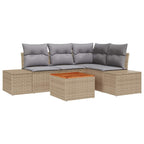 Gartensofa-set 5 pcs Beige und Hellgrau Poly-Rattan