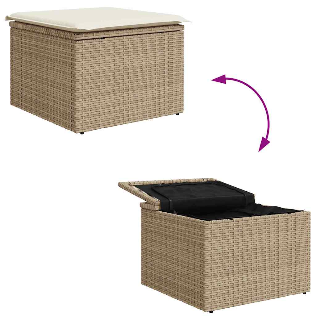 Garten-Sofa-Set 9 pcs Beige und Weiß