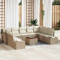 Garten-Sofa-Set mit Speicher 10 pcs Beige und Weiß