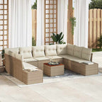 Garten-Sofa-Set mit Speicher 10 pcs Beige und Weiß