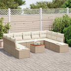 Garten-Sofa-Set mit Speicher 10 pcs Beige und Weiß