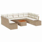 Garten-Sofa-Set mit Speicher 10 pcs Beige und Weiß