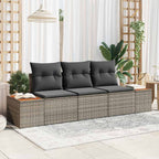 Garten-Sofa-Set mit Speicher 3 pcs Grau Poly Rattan