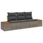 Garten-Sofa-Set mit Speicher 3 pcs Grau Poly Rattan
