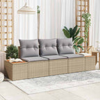 Garten-Sofa-Set 3 pcs Beige und Hellgrau Poly Rattan