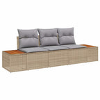 Garten-Sofa-Set 3 pcs Beige und Hellgrau Poly Rattan