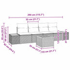 Garten-Sofa-Set mit Kissen 5 pcs Schwarz Poly Rattan