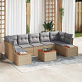 Garten-Sofa-Set mit Kissen mit Speicher 8 pcs Beige Poly Rattan