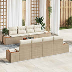 Garten-Sofa-Set mit Speicher 9 pcs Beige Poly Rattan