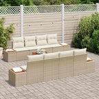 Garten-Sofa-Set mit Speicher 9 pcs Beige Poly Rattan