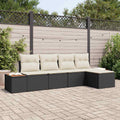 Gartensofa-set mit Kissen 6 pcs Schwarz und Creme Polyrattan