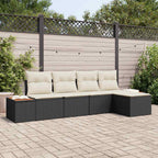 Gartensofa-set mit Kissen 6 pcs Schwarz und Creme Polyrattan