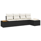 Gartensofa-set mit Kissen 6 pcs Schwarz und Creme Polyrattan