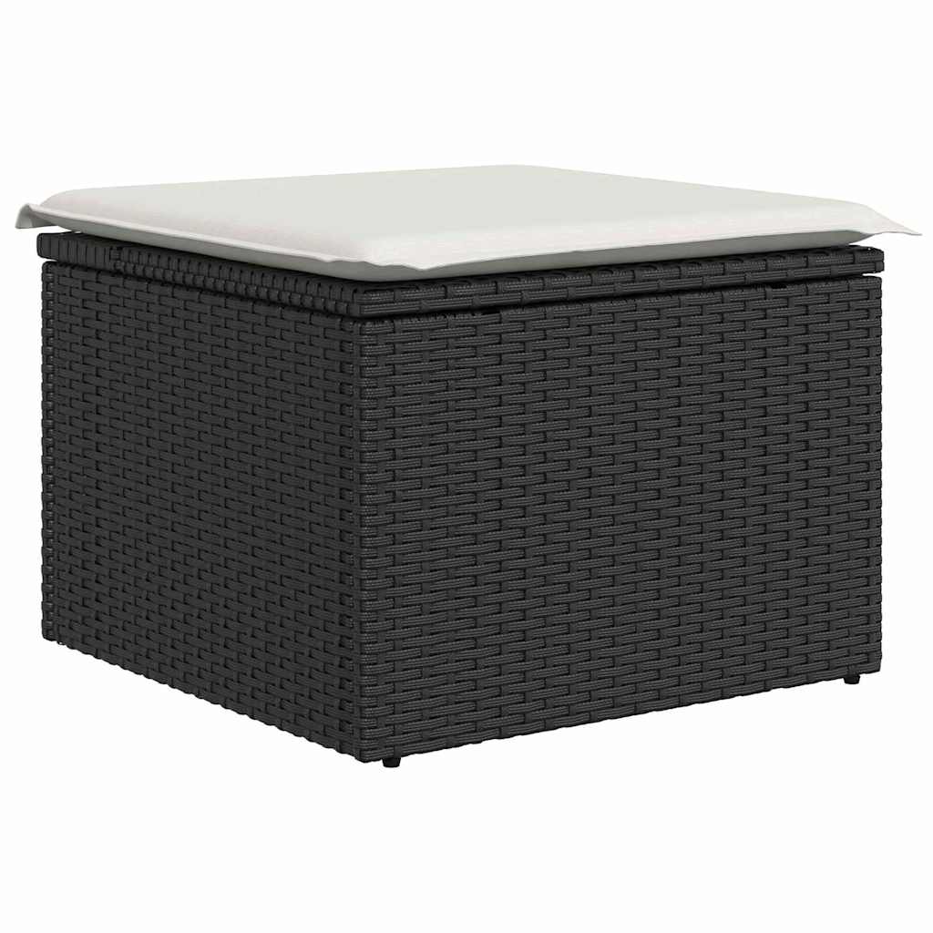Gartensofa-set mit Kissen 6 pcs Schwarz und Creme Polyrattan