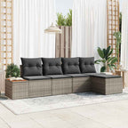Gartensofa-set mit Kissen mit Speicher 6 pcs Grau Polyrattan
